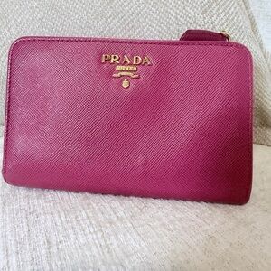Prada Saffiano Leather Pink Zip Wallet – Gold Logo #27